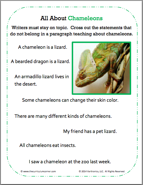 Staying on Topic (Primary) - Mini-Lesson Plan & Templates
