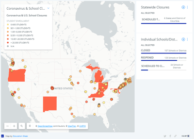 coronavirus map education week 3.13.20.