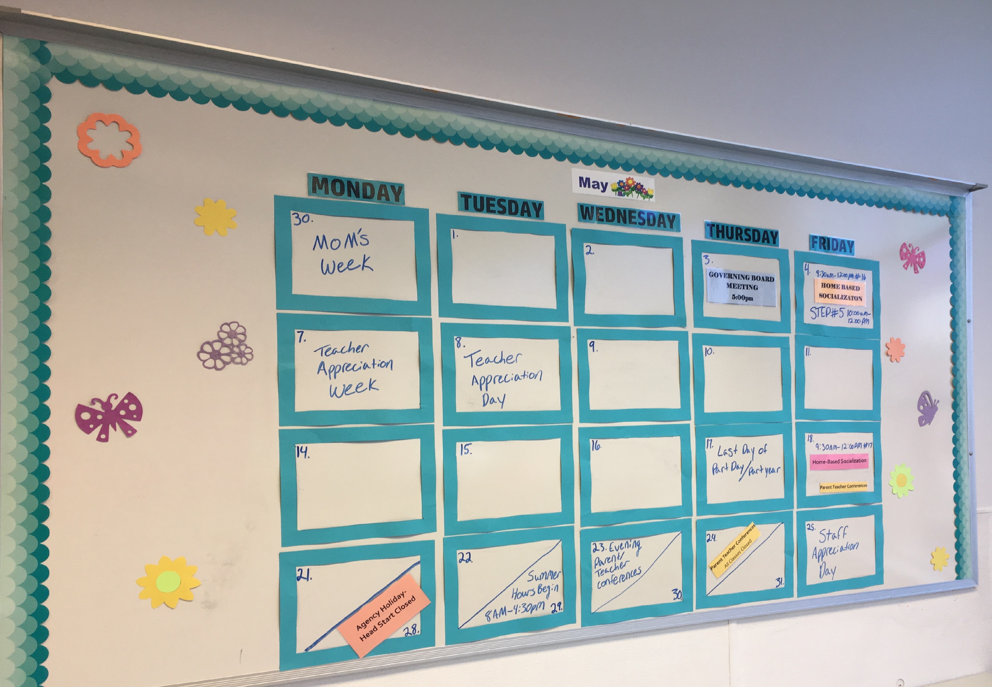 Anoka Washington Head Start Cutout Maker May Whiteboard Calendar
