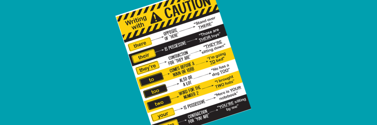 writing with caution homophones poster variquest